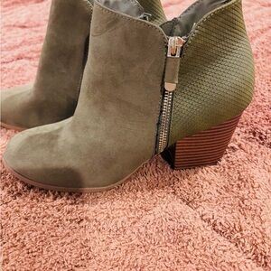Macy's Olive Textured Ankle Booties